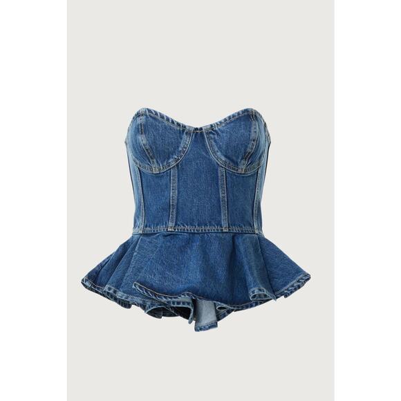 Ronny Kobo Tops - Ronny Kobo Denim Corset Dallas Top